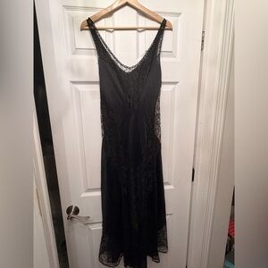 Vintage Petra Fashions Black Nylon Dress size L made in USA